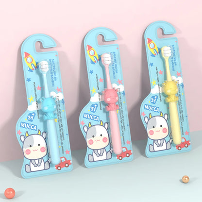 3-Color Children's Soft Bristle Toothbrush - For Kids Aged 3-12, Gently Removes Stains and Protects Gums
