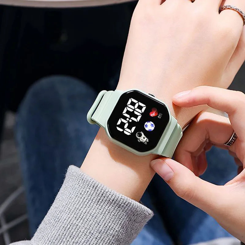 Kids Sport LED Digital Watch Spaceman Silicone Strap Waterproof Electronic Wristwatch for Boys and Girls Gift
