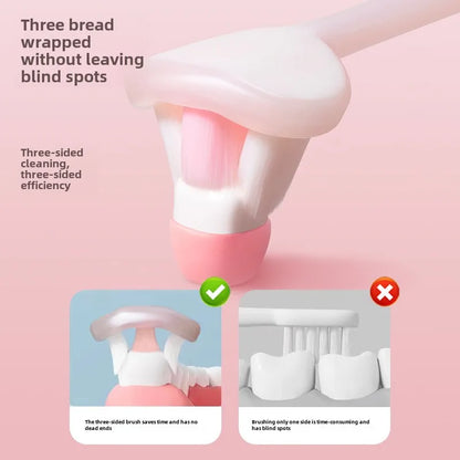 SAKURA Three-Sided Children's Toothbrush, 10000 Soft Bristles, U-Shaped for 3-12 Years Old, Deep Oral Hygiene Clean