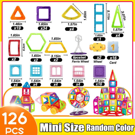 64-184PCS Kids Magnetic Building Blocks Mini Size STEM Construction Set