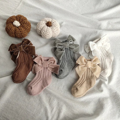 Winter Baby Socks Boy Girl Newborn Autumn Big Bow Cotton Mid-Tube Warm Socks Toddler Infant Accessories