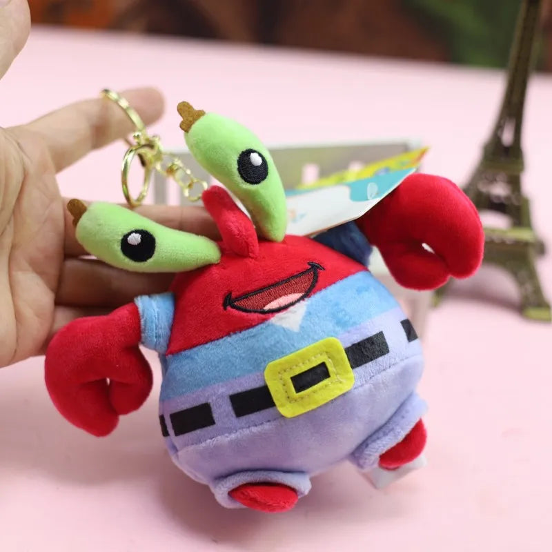 Anime Spongebob Squarepants Plush Keychain, Patrick Star Squidward Krabs Gary Toy Gift for Kids