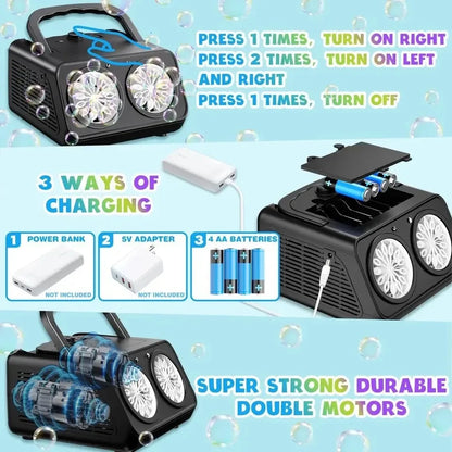 Handheld Electric Bubble Machine - Multi-Hole Automatic One-Click Bubble Blower for Parties & Outdoor Play