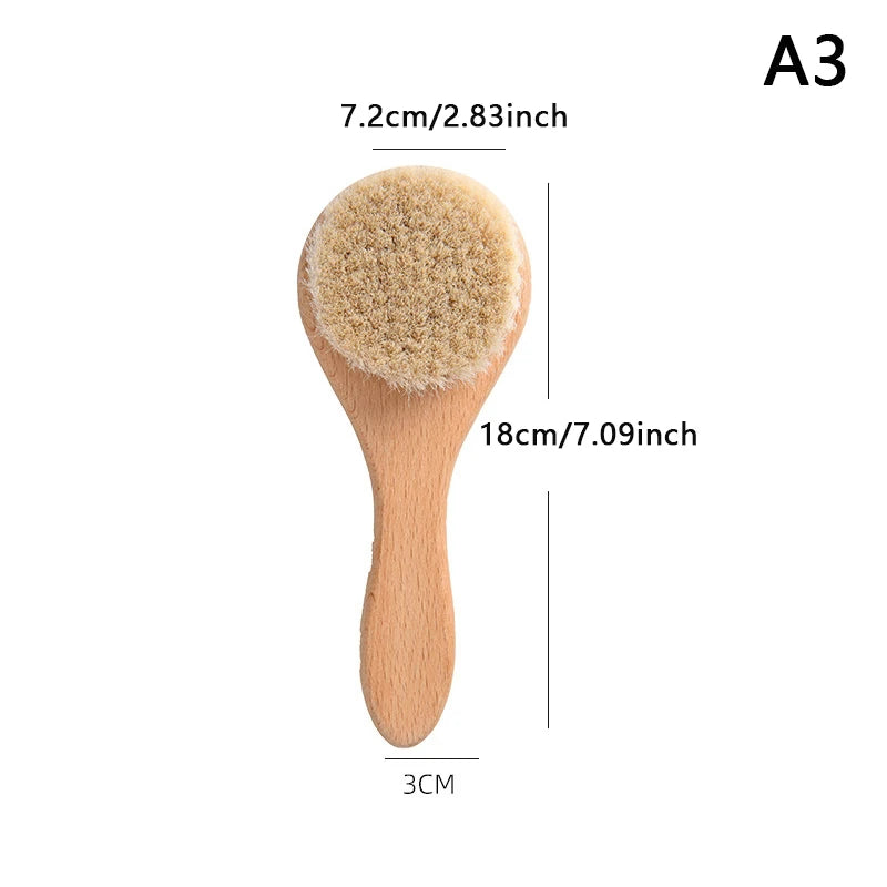 Wooden Handle Baby Hair Brush - Newborn Hair Brush, Infant Comb & Head Massager