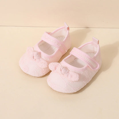 BeQeuewll Infant Baby Girls Shoes – Non-Slip Soft Soled Lace Bowknot Flats, Spring/Autumn First Walker Princess Shoes