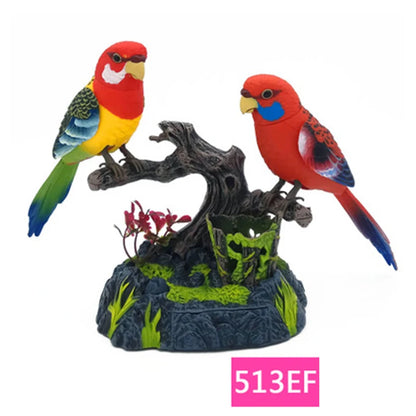 Sound and Voice Control Electric Bird Toy with Simulation Induction, Birdcage Design, Kids Gift and Garden Ornament