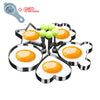 5-Piece Stainless Steel Egg Mold Rings Set 3.94 in (10 cm) Round Heart Flower Star Mickey