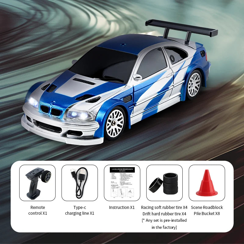 1/43 RC Car 2.4G Mini Remote Control Racing Drift Car with 4WD Off-Road