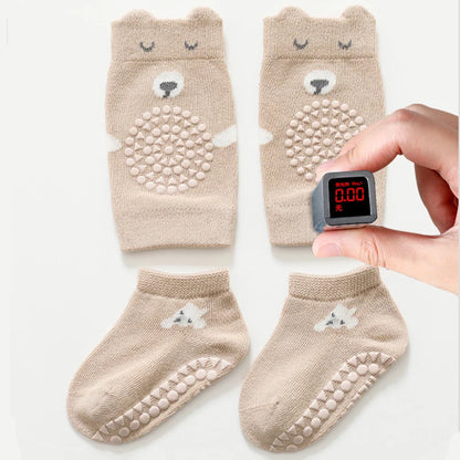 Safety Baby Knee Pads Socks Set - Autumn Anti-Slip Knee Protector for Kids | Crawling Floor Socks, Kneecap Leg Warmer for Girls