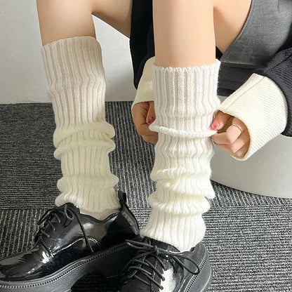 New Women's Japan Leg Warmer Lolita Long Wool Knitted Socks | Protective Shoes Cover & Shoulder Pads for Autumn and Winter | Crochet Socks