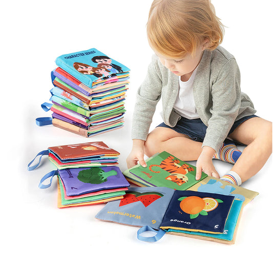 Soft Baby Books Toys - Montessori 3D Touch and Feel High Contrast Cloth Book, Sensory Early Learning Games for Kids, Educational Toys