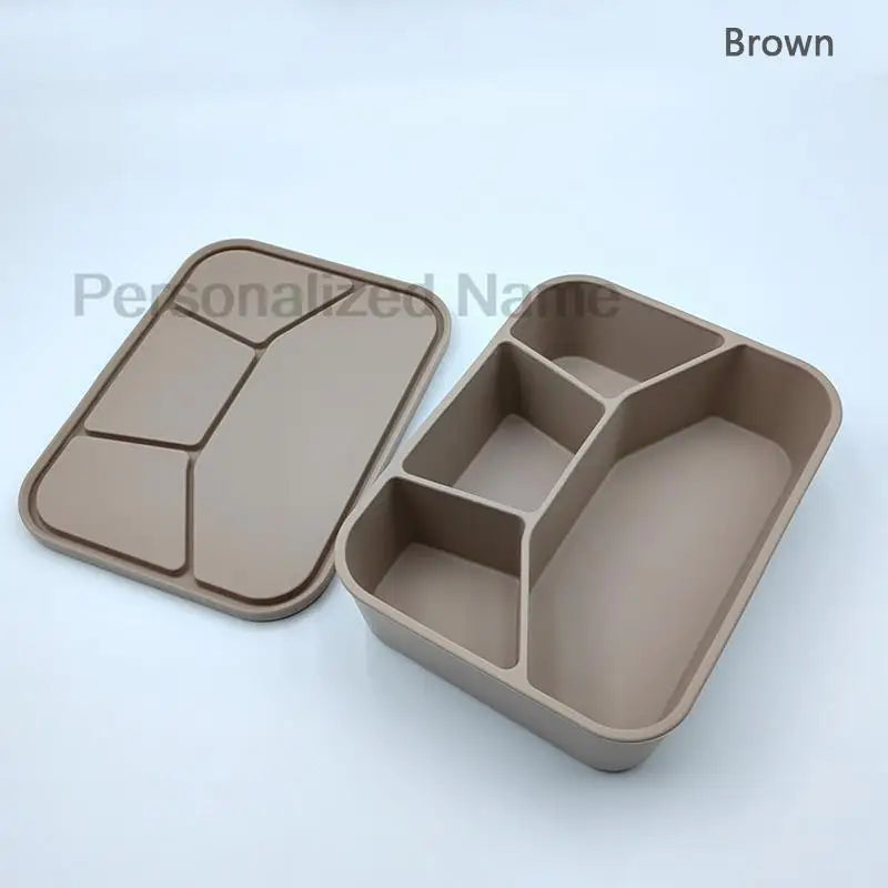 Silicone Lunch Box with 4 Compartments – Leakproof Adult & Children's Lunch Box, Interlayer Food Container for Meals