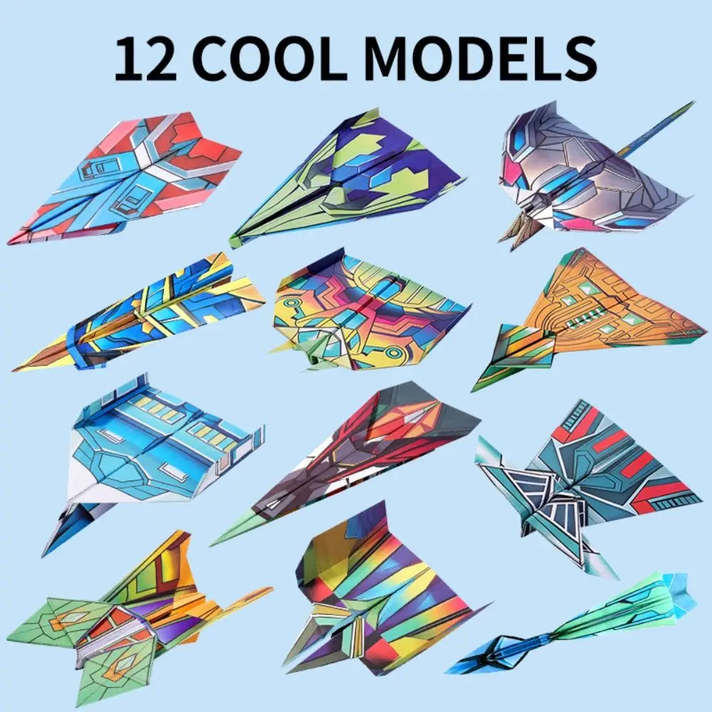 Handmade Paper Airplane Origami Montessori Folding Cartoon 3D Versatile Paper Aircraft Toy