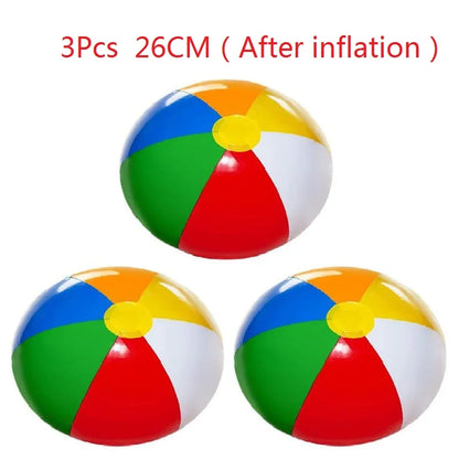 3-Piece Rainbow Color Inflatable Beach Ball Set PVC for Pool Party and Summer Water Play
