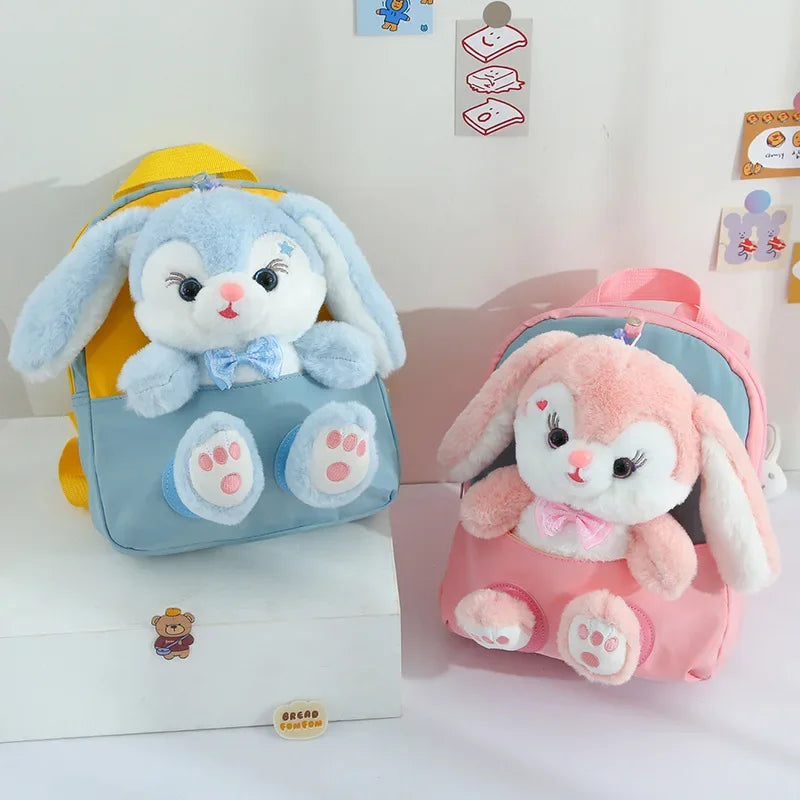 Cartoon Kindergarten Backpack – Cute Plush Rabbit Doll School Bag for New Children - Kidzy Market