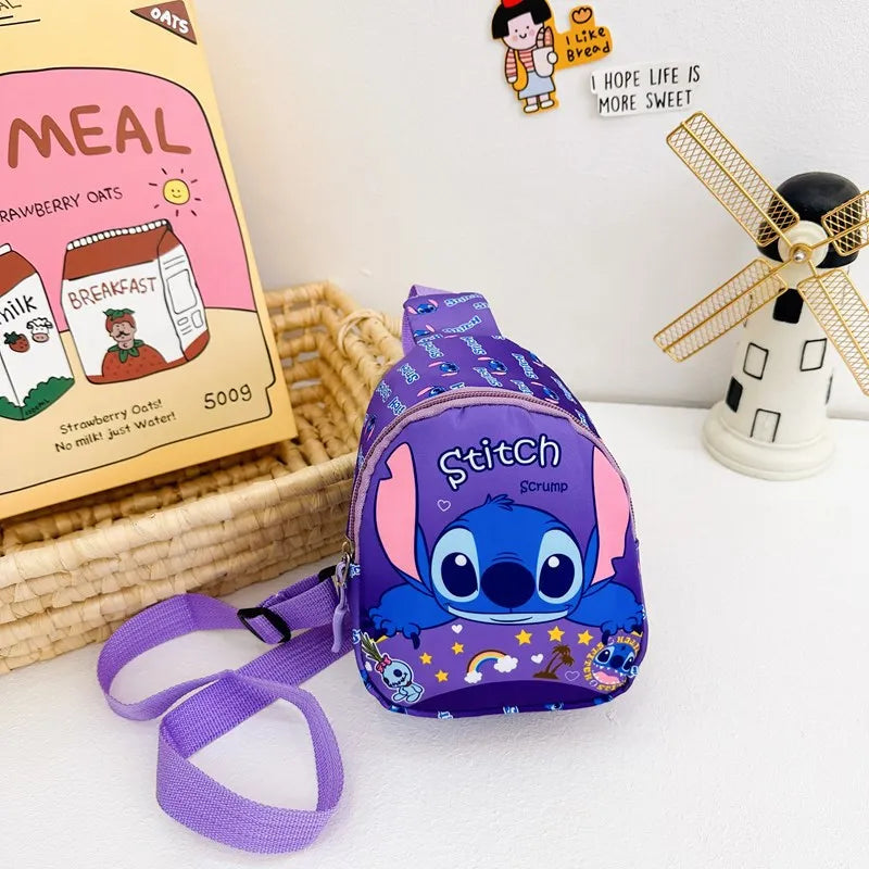 Kawaii Stitch Disney Girls Chest Bag – Cute Mini Outdoor Shoulder Bag for Boys & Girls, Children Zipper Waist Bag, Xmas Gift - Kidzy Market