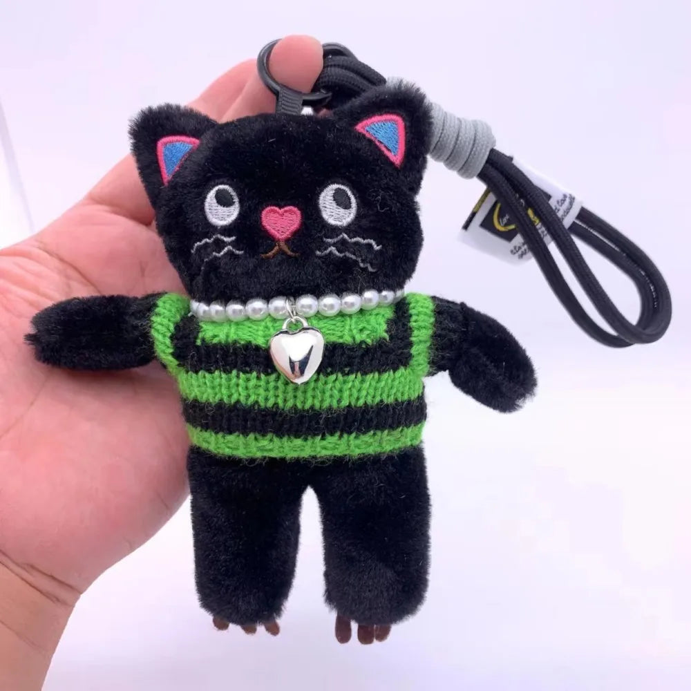 15cm Kawaii Pink Cat Plush Keychain, Animal Doll Pendant for Car and Bag Decoration