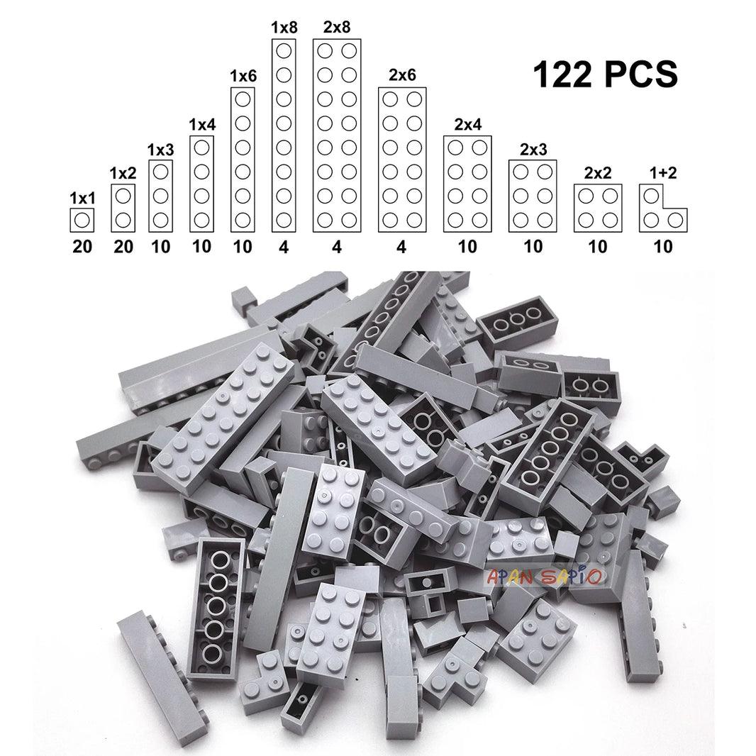 122PCS Thick Figures Bricks – 12 Size DIY Building Blocks, Creative Educational Plastic Toys, Compatible with 3001 for Children