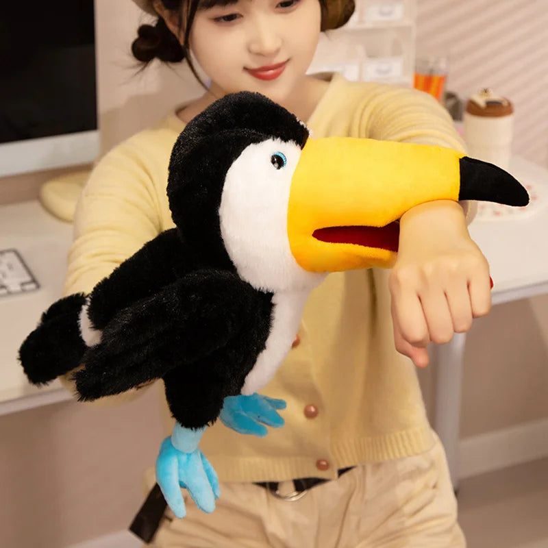 Bird Plush Hand and Finger Puppets, Parrot Owl Eagle Flamingo Peacock Educational Toy