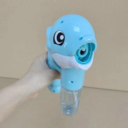 Automatic Dolphin Bubble Gun for Kids - Handheld Battery-Operated Bubble Blower Toy with 2 x 50ml (1.7 fl oz) Bubble Solution