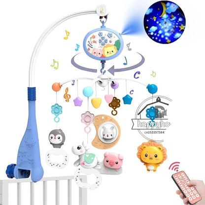 Musical Baby Crib Mobile With Lights and Music Projection Remote Control Crib Toy for Newborns