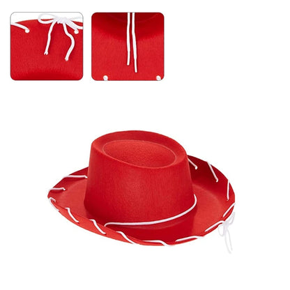 Kids Adjustable Felt Cowboy Hat – Wool/Faux Leather Western Cowgirl Costume Hat (Brown or Red)