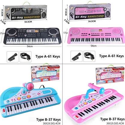 Chriyungel Kids Electronic Piano Keyboard with Microphone – 61/37 Keys Organ Musical Instrument Toy, Ideal Gift for Beginner Children