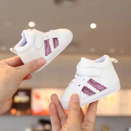 New 0-18M Baby Shoes – Newborn Infant Toddler Casual PU Leather First Walkers, Cotton Sole Anti-Slip Crib Shoes