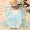 Ylsteed 2-Piece Newborn Girl Photography Outfit – Embroidered Flower Romper with Headband for Baby Photo Shoots