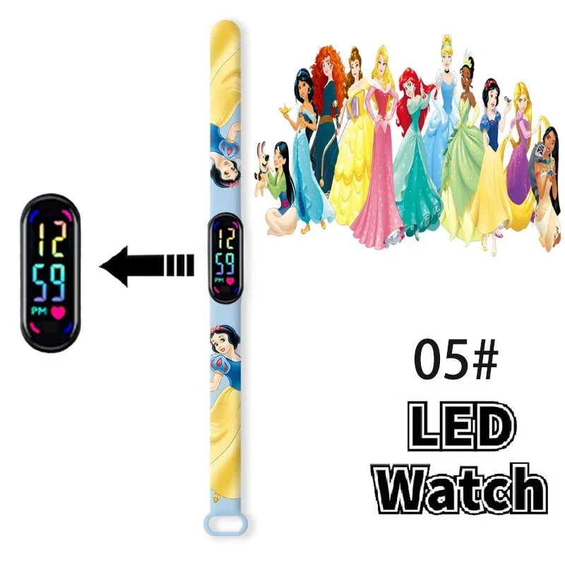 Disney Princess Frozen Elsa Kids Digital Watch Cartoon LED Touch Waterproof Electronic Birthday Gift Toy