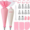 Reusable Silicone Piping Bags and Stainless Steel Nozzle Cake Decorating Set