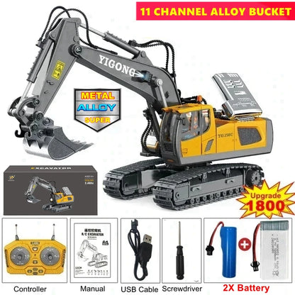 4WD Remote Control Excavator Alloy Dump Truck Bulldozer RC Construction Toy