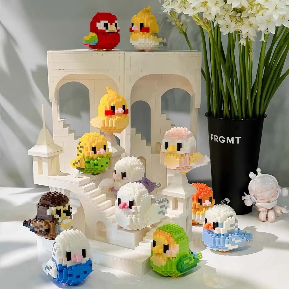 Moe Bird Series Building Block Toy – Educational Assembly Table Ornament for Kids