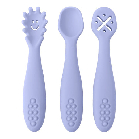 3PCS Silicone Spoon & Fork Set for Baby – Soft Feeding Utensils, Training Cutlery for Toddlers, BPA-Free Children’s Tableware