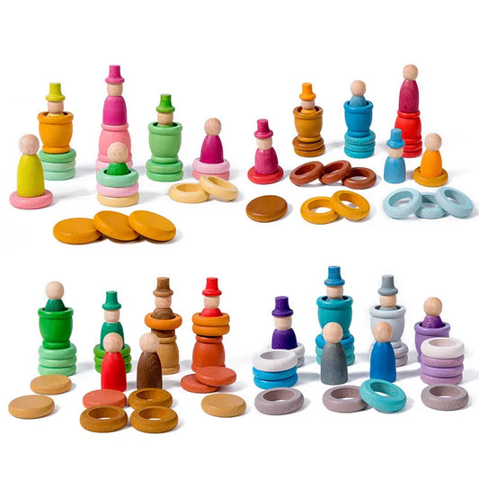 Montessori Rainbow Building Blocks Beech Wood Four Seasons Toy