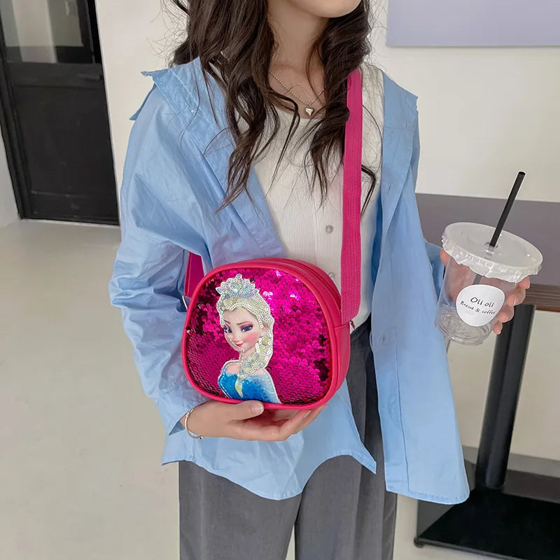 Frozen Anime Girls' Bag – Disney Princess Elsa Sequin Shoulder & Messenger Bag for Kids, Casual & Stylish - Kidzy Market