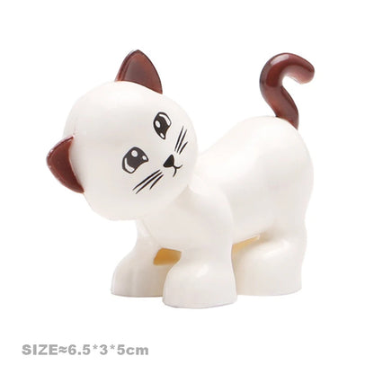 Big Size Building Blocks Farm Animals Set – Cat, Dog, Pig, and Rabbit Model Accessories Compatible with Bricks