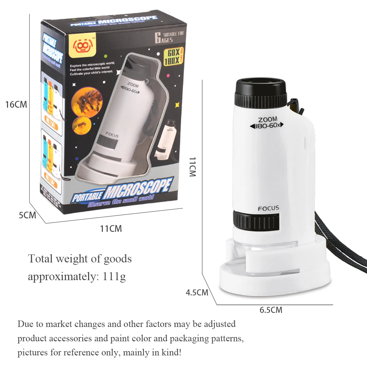 Pocket Microscope for Kids - Handheld Mini STEM Science Toy with LED Light and Specimen, Gift for Little Scientists