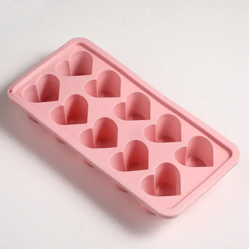 10 Hole Heart Shaped Silicone Popsicle Mold Tray