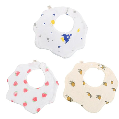 3PCS Cotton Gauze Baby Feeding Bibs | Soft Petal Print Saliva Towels for Newborns & Toddlers | Summer Burp Cloths for Kids - Kidzy Market