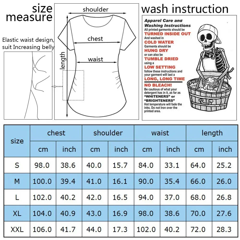 Cute Pattern Print Women's Maternity Shirts 3 Packs Side Ruched Pregnancy Tee Top Tunic Blouse Casual Loose Mama Clothes