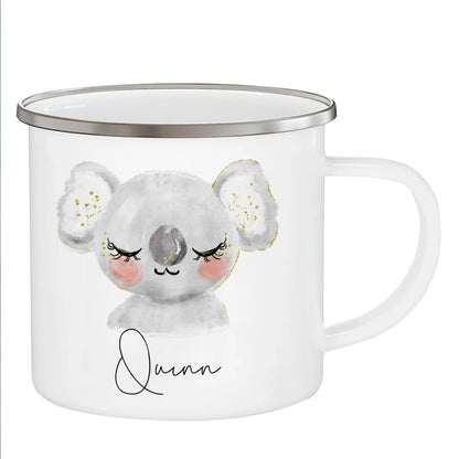 Personalized Koala Enamel Camping Mug - 12 oz (350 ml) Kids Unbreakable Milk Cup