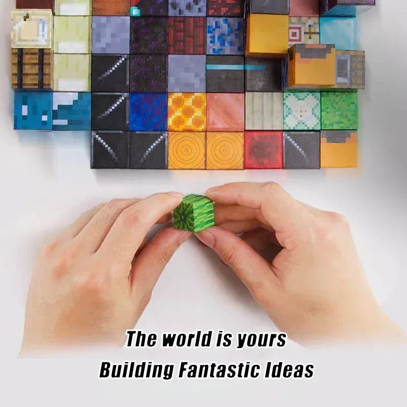 Magnetic Building Blocks – Montessori STEM Educational Sensory Toys for Mine World, DIY Magnet Cube Gift for Kids Boys and Girls Ages 3+
