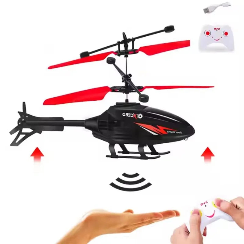 Crash Resistant Induction RC Helicopter – Dual-Mode Suspended Drone Toy with Lights