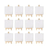 12-Pack Mini Wood Table Easels with 3 x 3 in (8 x 8 cm) Pre-Primed Canvases - Mini Easel & Canvas Set for Kids Crafts and DIY Painting