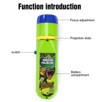 Kids Dinosaur Projection Flashlight Night Light - Educational Bedtime Star Sky Projector (5.12 in / 13 cm)