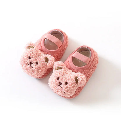 Winter Infant Anti-Slip Floor Socks – Soft Bottom Baby Walking Shoes with Cute Cartoon Bear