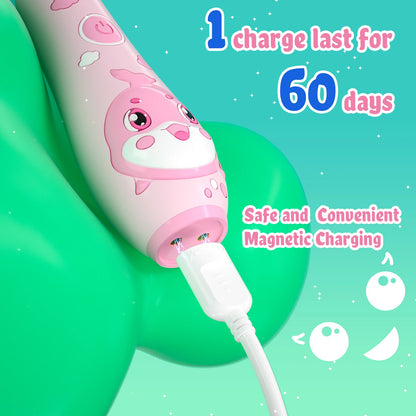 Seago Kids Electric Toothbrush - Sonic Child Dolphin Design with LED Smart Timer - IPX7 Waterproof Teeth Cleaning