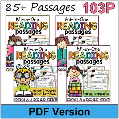 Phonics Reading Comprehension Passages Set – 4 Books for Kids' Phonics Skill Practice
