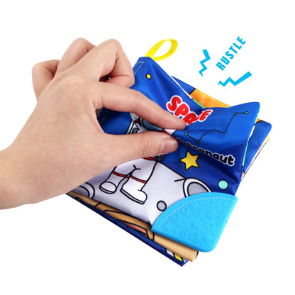 Baby Soft Cloth Books - Intelligence Development Learning Book with Teether, Rustle Sound Cognition Educational Toys for Baby